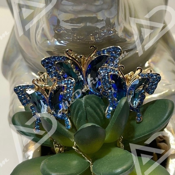 Blue Butterfly Set (gold plated) - Picture 2 of 8